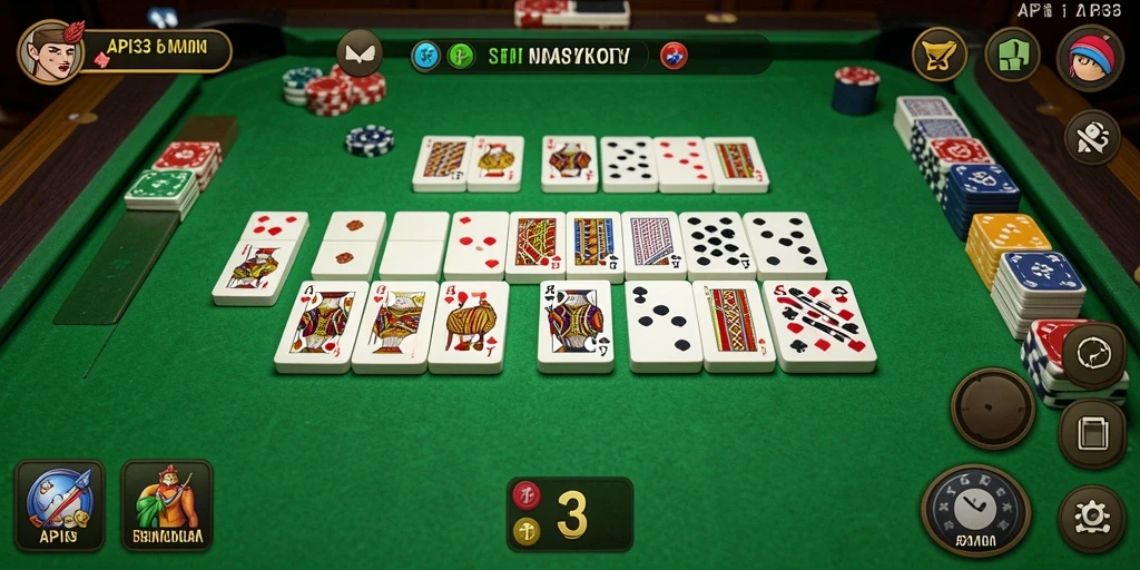 Screenshot API33 menampilkan gameplay Domino yang seru dan interaktif.
