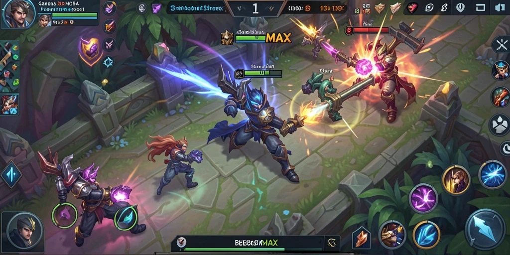 Screenshot gameplay BEBASMAX menampilkan pertempuran seru antar karakter.