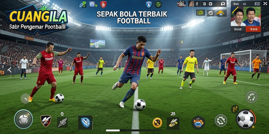 Screenshot gameplay CUANGILA menampilkan aksi seru dalam permainan sepak bola.