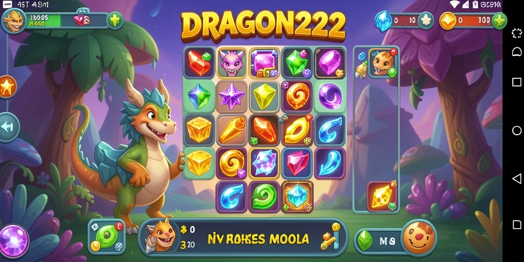 Tampilan gameplay seru dari DRAGON222 dengan kombinasi match-3 yang menantang.