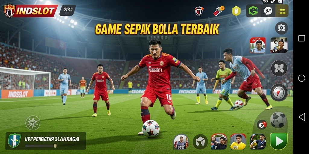 Tampilan gameplay menarik dalam INDSLOT dengan aksi sepak bola seru.