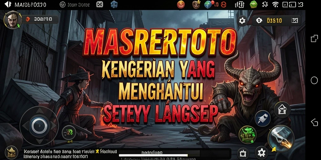 Screenshot gameplay MASRERTOTO menampilkan suasana mencekam dan teror yang menghantui.
