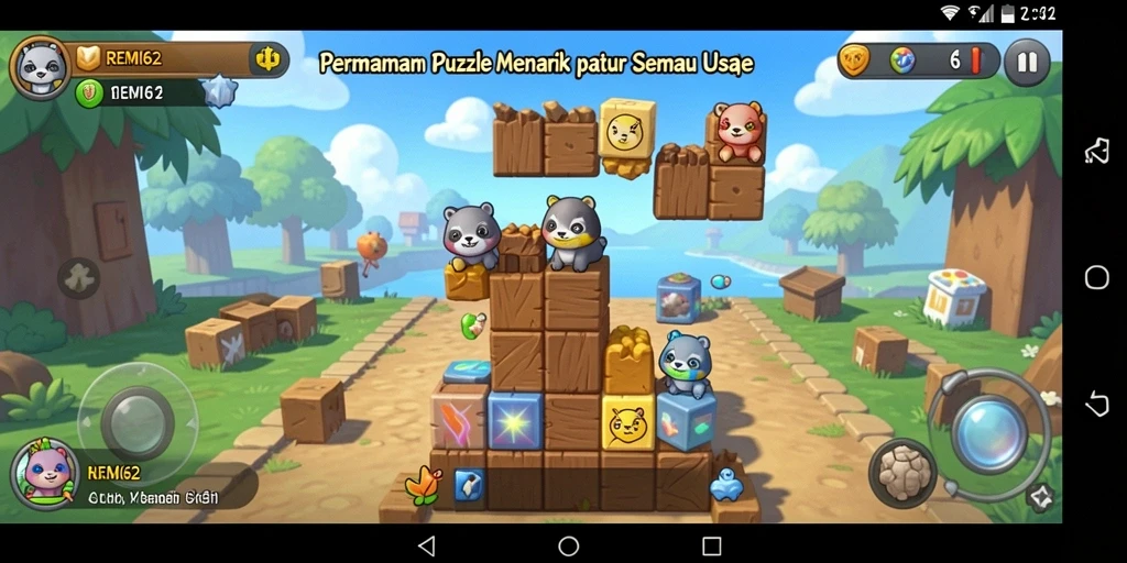 Screenshot gameplay REMI62 yang menampilkan berbagai tantangan puzzle.